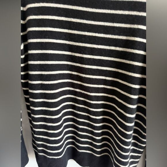 Halogen Cashmere Black & White Stripe Sweater - Picture 7 of 10